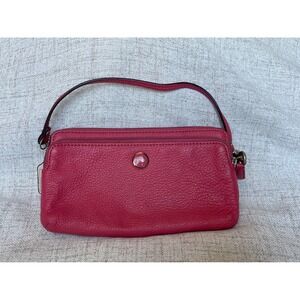 Coach Nolita Pink Pebbled Leather Double Zip Wristlet Clutch Bag 53077
